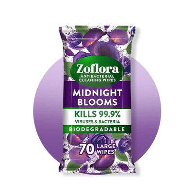 Zoflora Midnight Blooms Biodegradable Multi Surface Cleaning Wipes 70pc